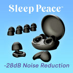 Sleep Peace™ Silicone Earplugs for Sleeping, Work, Study,Concerts, Swimming, Travel, Snoring /Black
