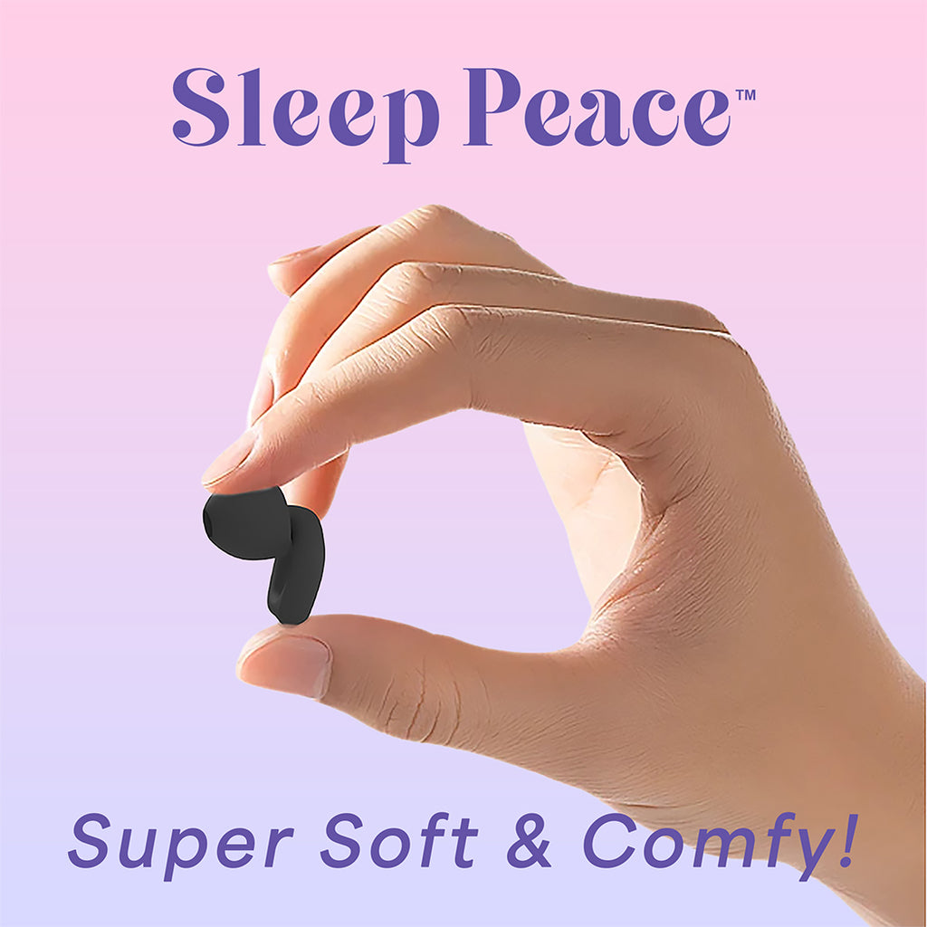 Sleep Peace™ Silicone Earplugs for Sleeping, Work, Study,Concerts, Swimming, Travel, Snoring /Black