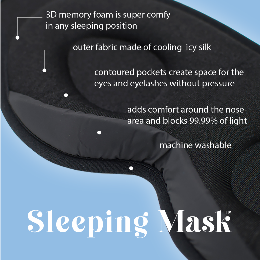 3D Memory Foam Sleep Mask – 99.9% Blackout Eye Mask for Sleeping & Travel, Adjustable, Light-Blocking