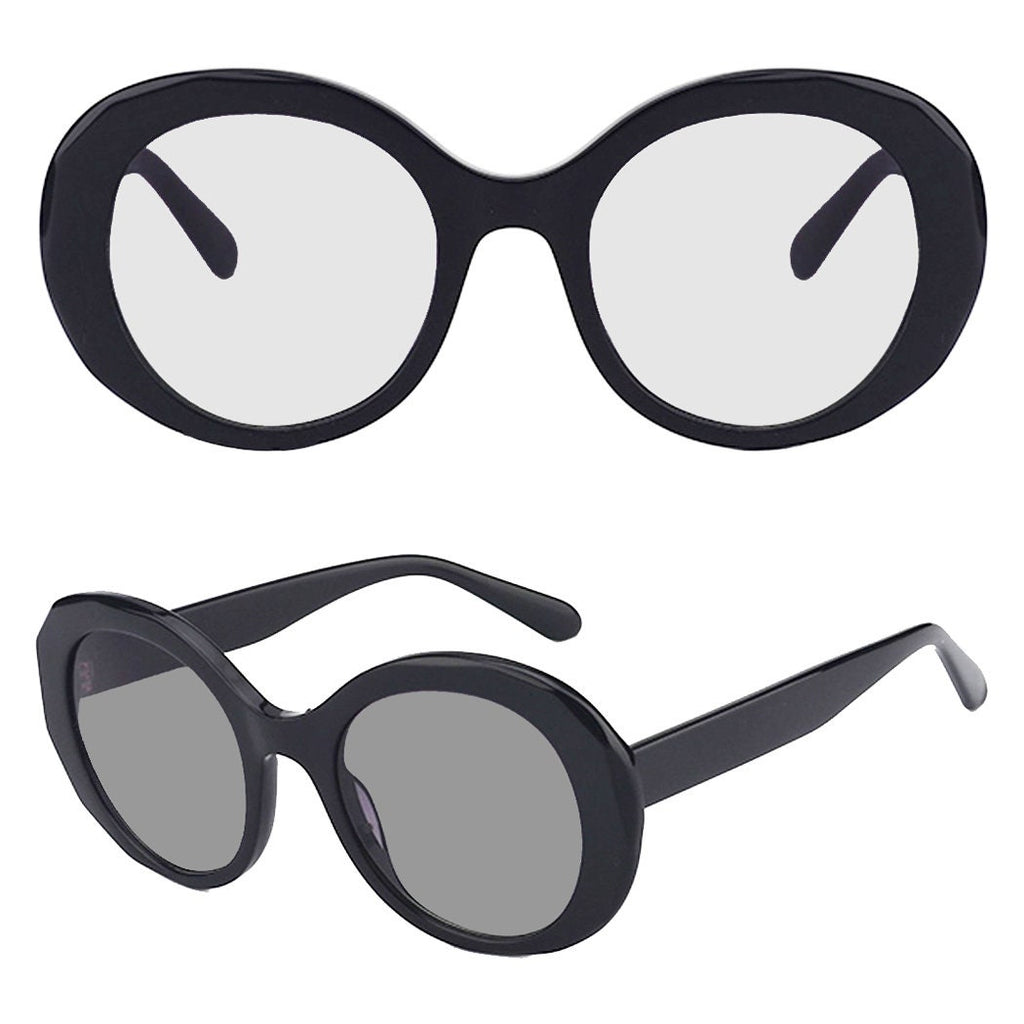 Black Round Blue Light Optical Fashion Glasses with Light Changing Sun Lenses /Style 8046